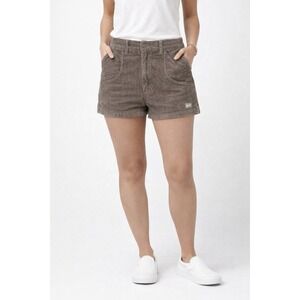 New Hammies Shorts Womens 32 Brown Corduroy Retro Style High Waist Pocket 70s